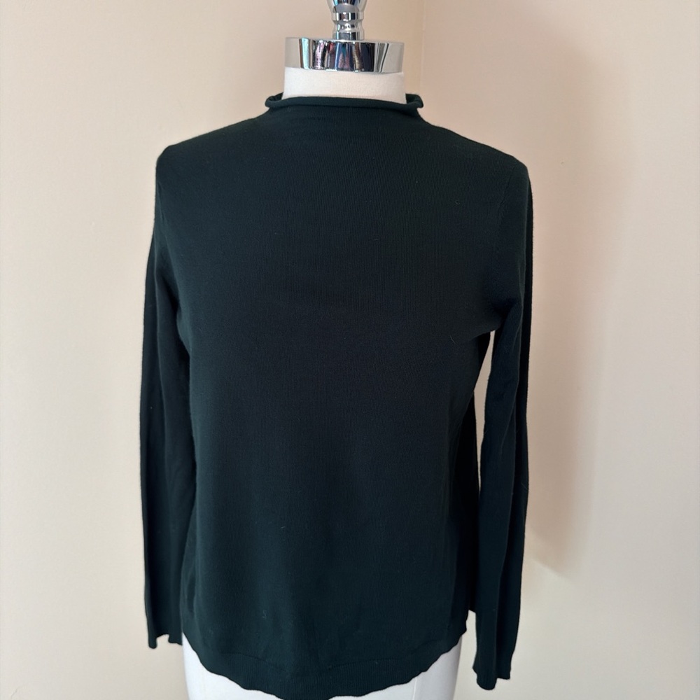 Adrianna Papell Dark Green Micro Rollneck Fine Sweater XS-S